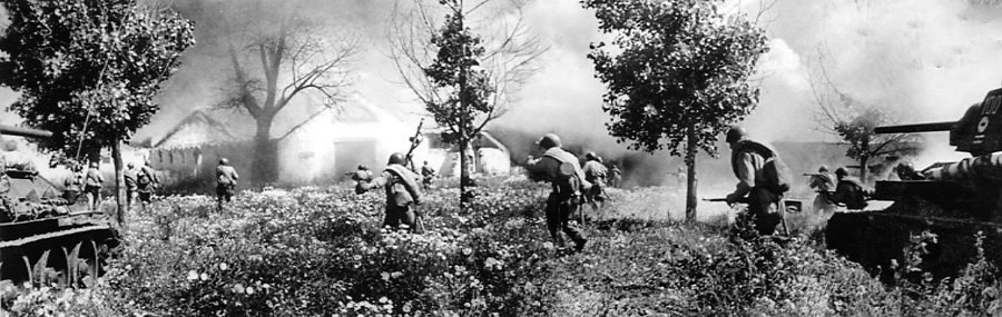 1943. Soldiers are winning back their villages