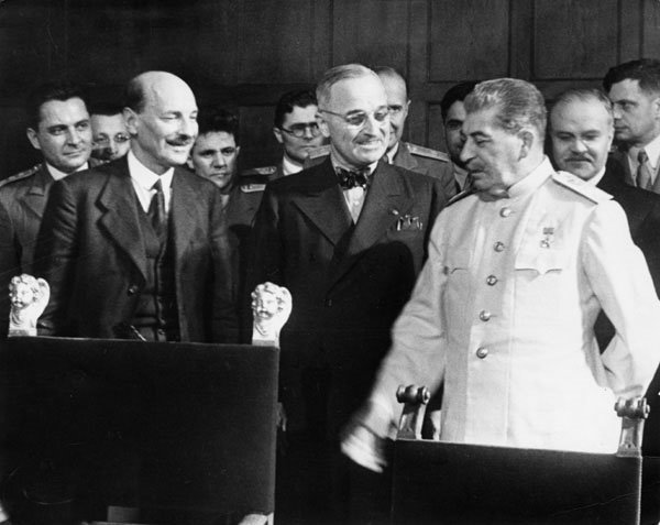 On July 17, 1945, the President of the United States of America, Harry S. Truman; the Chairman of the Council of People's Commissars of the Union of Soviet Socialist Republics, Generalissimo J. V. Stalin, and the Prime Minister of Great Britain, Winston S. Churchill met in Potsdam