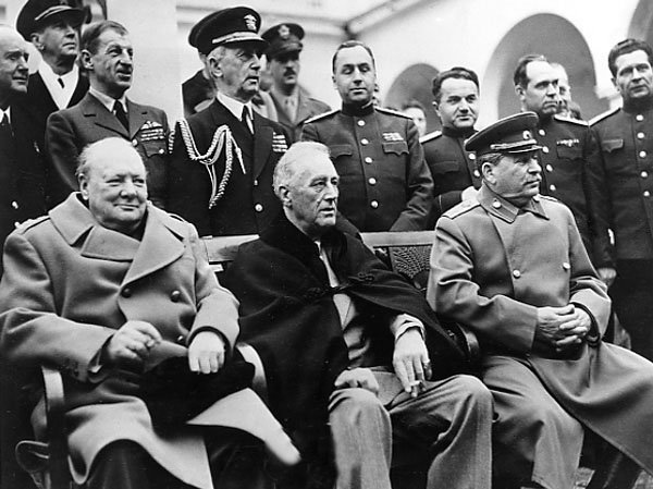 The conference at Yalta held in the Crimea on February 4-11, 1945 brought together the Big Three Allied leaders.  During this conference, Stalin, Churchill, and Roosevelt discussed Europe`s postwar reorganization